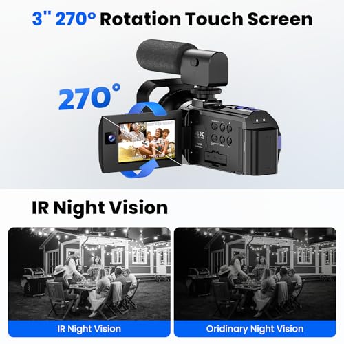 4K 56MP Dual Lens Camcorder WiFi IR Night Vision 16X Zoom