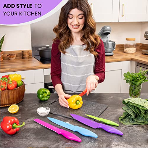 nuovva 5-Piece Colour Coded Stainless Steel Knife Set