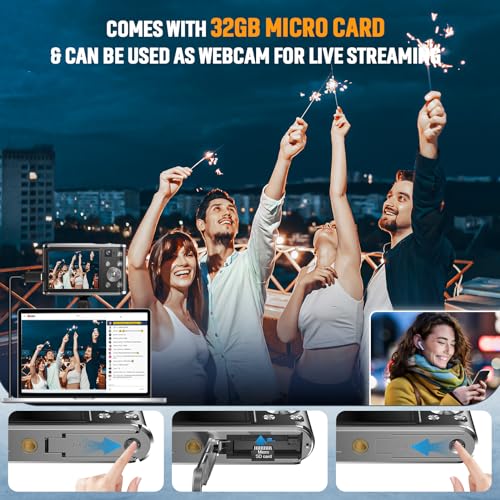 4K Autofocus Digital Camera, 48MP, 32G SD, 2.8" Screen, Black