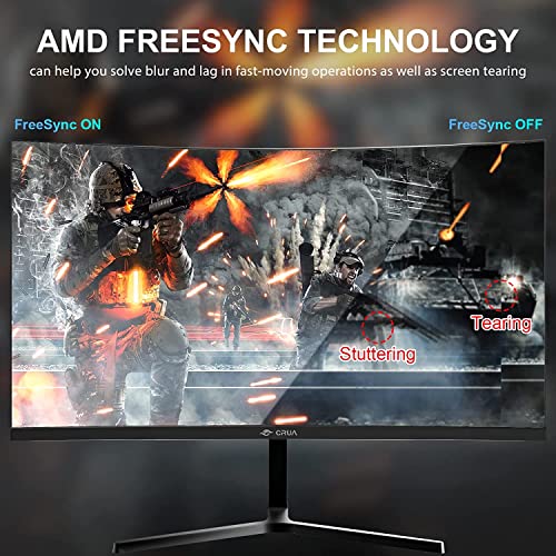 CRUA 60.96cm 180Hz Curved Gaming Monitor, FHD 1080P, Black