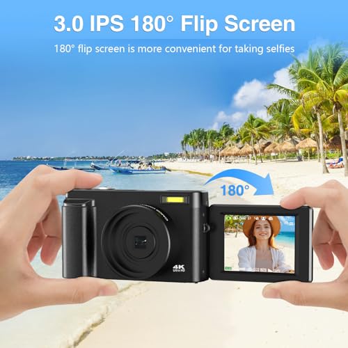 Jumobuis 4K 48MP Vlogging Camera with 32GB Card, Black