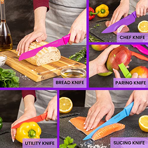 nuovva 5-Piece Colour Coded Stainless Steel Knife Set