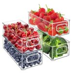 BIWHALE Fridge Organiser Set of 4, Stackable Bins - Clear