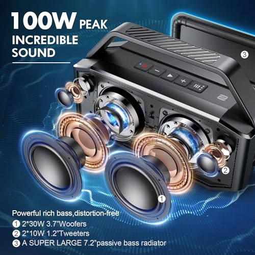 W-KING 60W Waterproof Bluetooth Speaker, 40H, Power Bank