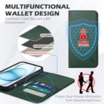 SHIELDON Leather Wallet Case for iPhone 15 - Evergreen