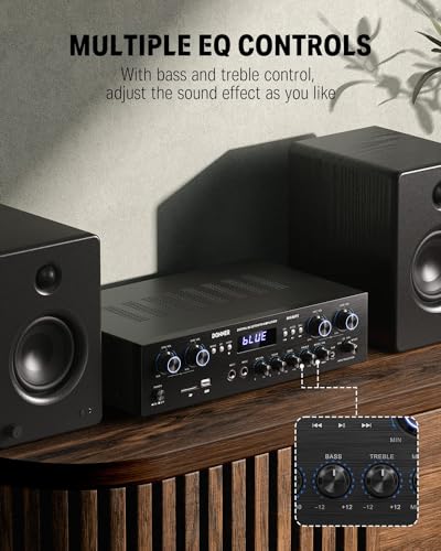 Bluetooth 5.0 Stereo Audio Amplifier, 440W, 4-Channel