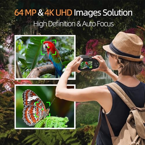 Monitech 64MP 4K Camera, 3" Flip Screen, 16X Zoom, WiFi, Black