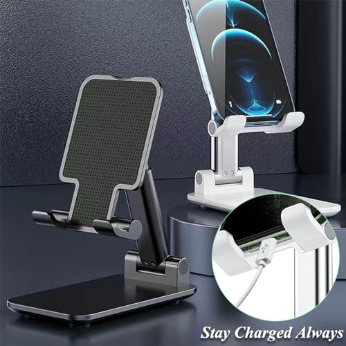 2Pcs Adjustable Phone Stand, Black + White