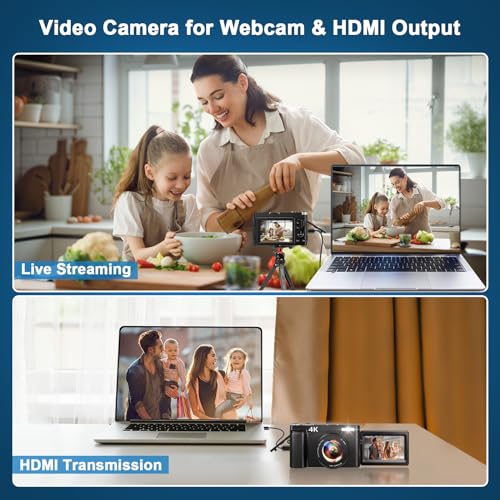 4K 48MP Vlogging Camera with 32GB Card, 6.9cm Flip Screen