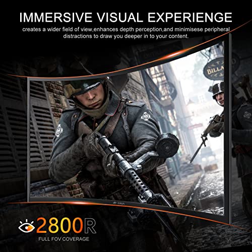 CRUA 60.96cm 180Hz Curved Gaming Monitor, FHD 1080P, Black