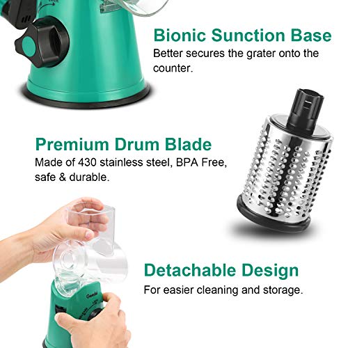 Rotary Cheese & Veggie Slicer with 3 Drum Blades
