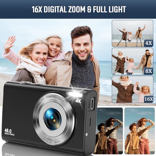 4K Autofocus Compact Camera, 48MP, 2.8" Screen, 16X Zoom