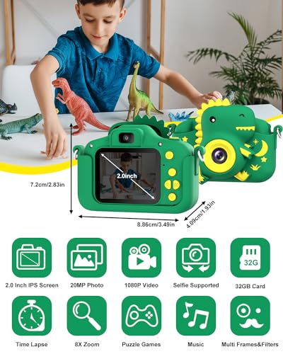 GREENKINDER 20MP Kids Camera with 32GB Card