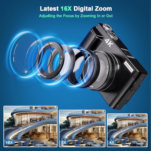 4K 48MP Vlogging Camera with 32GB Card, 6.9cm Flip Screen