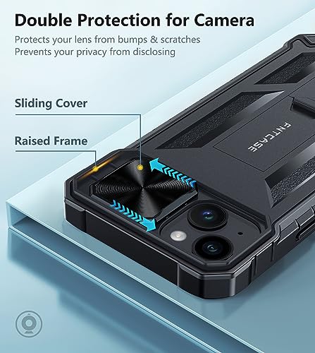 FNTCASE Rugged Shockproof Case with Kickstand for iPhone 15 Plus