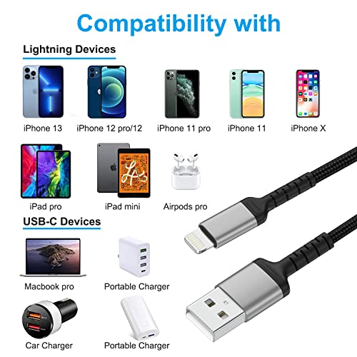 iPhone 0.3M Braided USB A to Lightning Cable 3-Pack (Black)