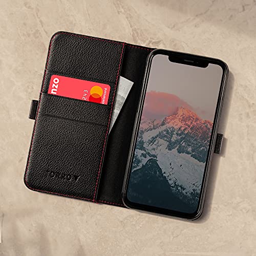 TORRO Leather Wallet Case for iPhone X/XS (Black)