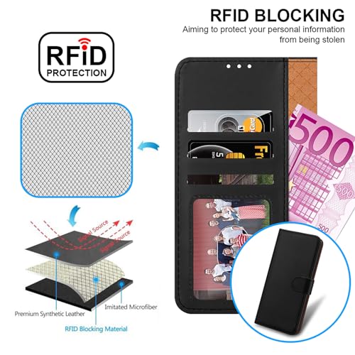 iCatchy Leather Wallet Case for iPhone 15 (6.1") - Black