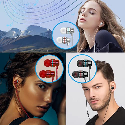 3 Pack Wired In-Ear Earphones with Mic, 3.5 mm, Noise Isolating