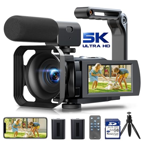 5K 56MP Camcorder WiFi 7.6cm Rotatable Touchscreen Vlogging Kit