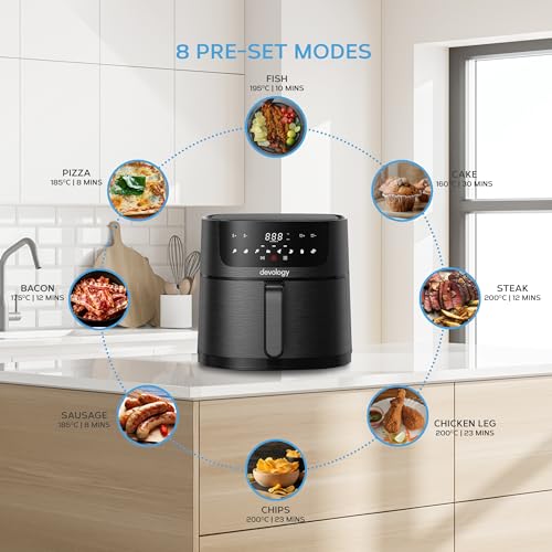 Devology 8L Digital Family Air Fryer with Recipe Book