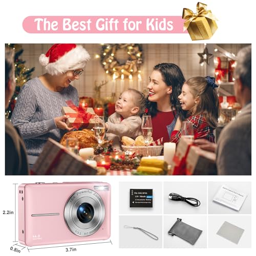 Digital Camera, 44MP, 2.4" LCD, 16X Zoom, Pink