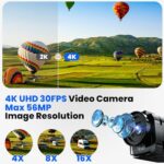 4K 56MP Dual Lens Camcorder WiFi IR Night Vision 16X Zoom