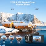 Delmodes 2.7K 50MP Vlogging Camcorder with LED Light