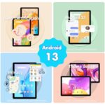 PRITOM 10" Android 13 Tablet, 8GB+128GB, 8000mAh, Blue Green