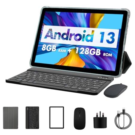 PRITOM 10" Android 13 Tablet, 8GB+128GB, 8000mAh, Blue Green