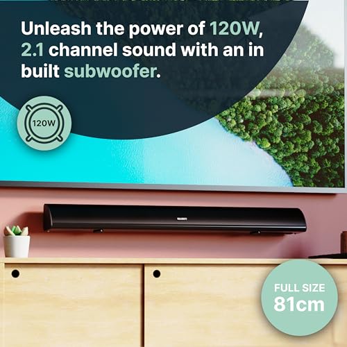 MAJORITY Bluetooth Sound Bar | 120W | 2.1 Channel | Snowdon