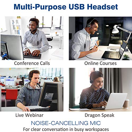 USB Headset with Mic, Noise Cancelling, Audio Controls