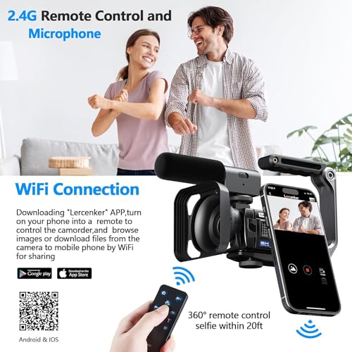 5K 56MP Camcorder WiFi 7.6cm Rotatable Touchscreen Vlogging Kit