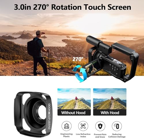 5K 56MP Camcorder WiFi 7.6cm Rotatable Touchscreen Vlogging Kit