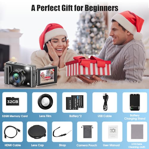 4K 48MP Autofocus Vlogging Camera with 32GB Card