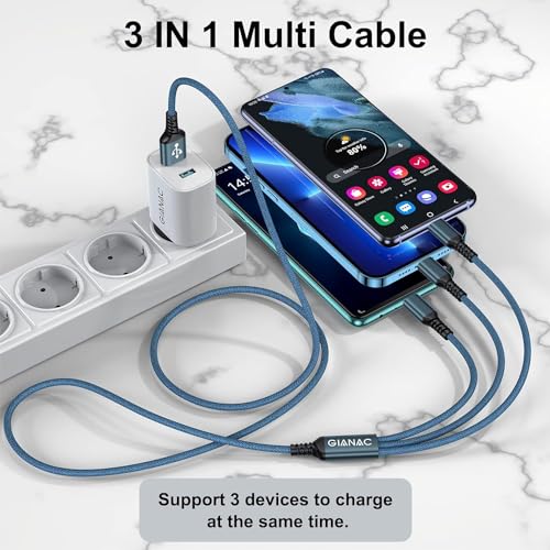 3-in-1 Multi USB Charger Cable, 1.2M, 3-Pack