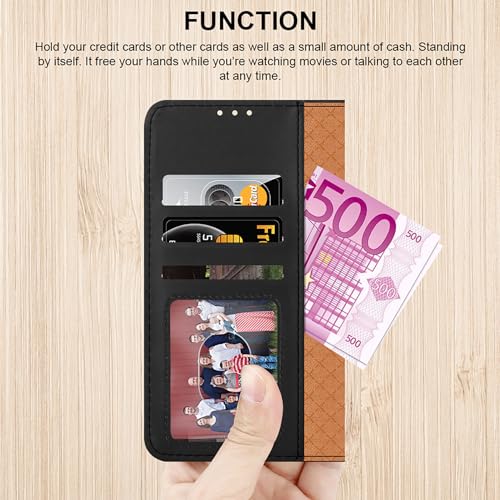 iCatchy Leather Wallet Case for Samsung Galaxy A15 (Black)