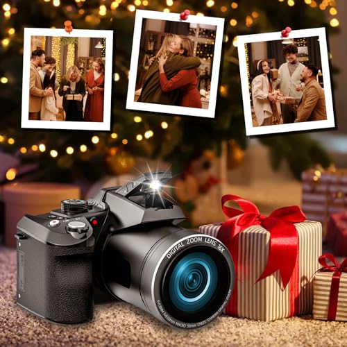 Monitech 64MP 4K Camera, 3" Flip Screen, 16X Zoom, WiFi, Black