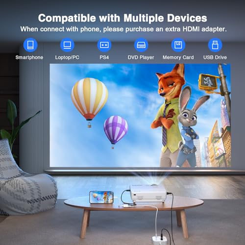 XuanPad 2024 Mini Projector, 1080P, 14000L, Portable HD