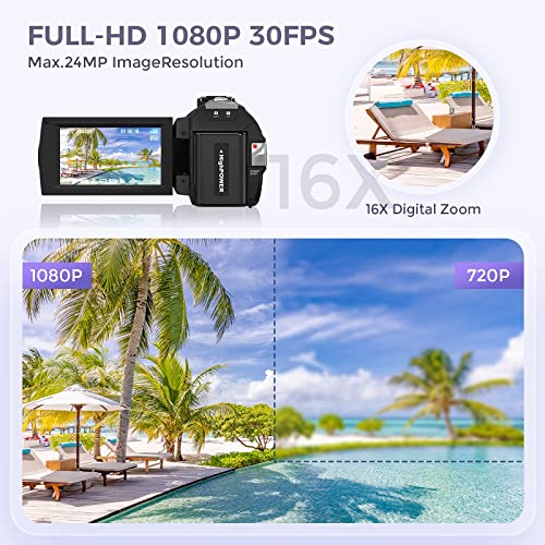 Sunscien Full HD 1080P Vlogging Camera, 3.0" LCD, Remote