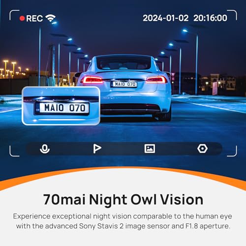 70mai 4K Dash Cam A810 Front/Rear, 128GB SD, GPS, Night Vision