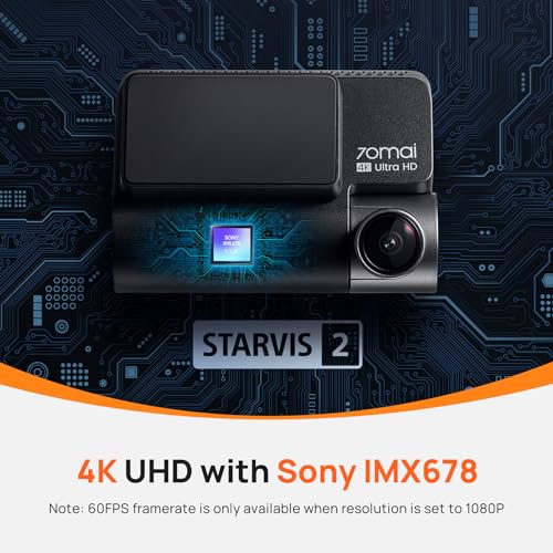 70mai 4K Dash Cam A810 Front/Rear, 128GB SD, GPS, Night Vision