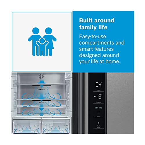 Bosch Serie 6 French Door Fridge Freezer, 183 x 91 cm, Silver