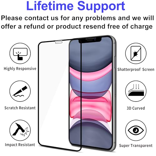 4youquality 3-Pack Full Coverage Screen Protector for iPhone XR/11