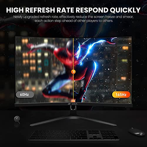 CRUA 60.96cm 180Hz Curved Gaming Monitor, FHD 1080P, Black