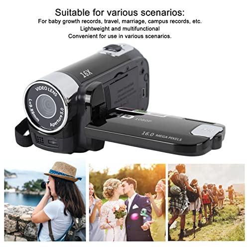 Handheld 1080P 16MP Camcorder, 16x Zoom, 2.7in Screen (Black)