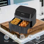 MONCOOK Double Air Fryer 9L with 2 x 4.5L Baskets