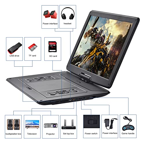 YOOHOO 36cm Portable DVD Player with 36cm Swivel Screen