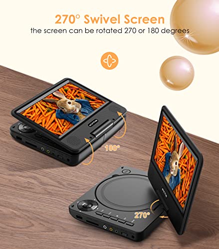 WONNIE 24cm Portable DVD Player with 18cm HD Swivel Screen