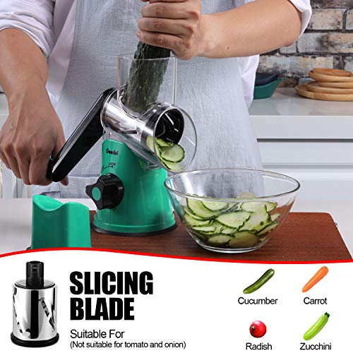 Rotary Cheese & Veggie Slicer with 3 Drum Blades